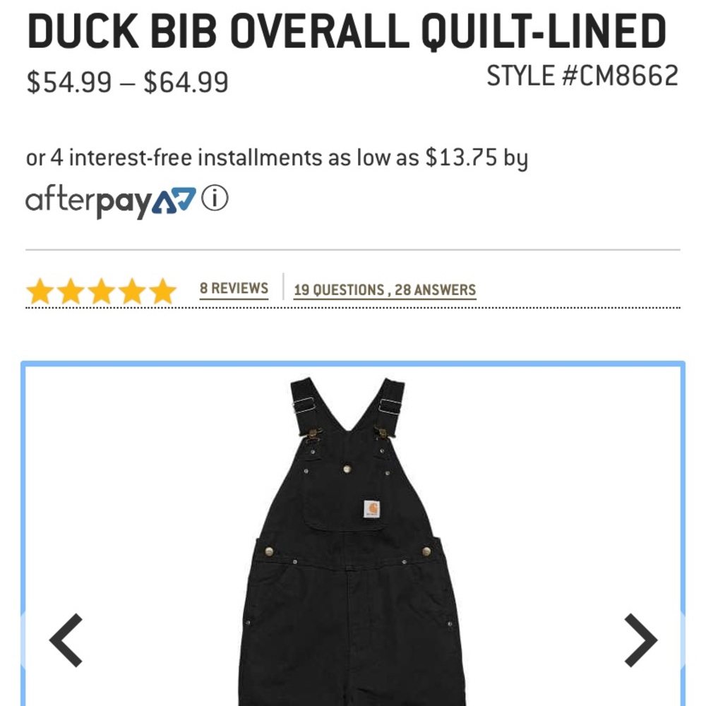 Carhartt boy’s quilt-lined overalls